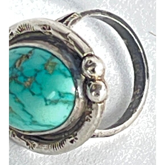 Turquoise Navajo Native Silver Ring Signed AD Size 9 weighs 12.14 gr Gem Stone - Picture 13 of 15